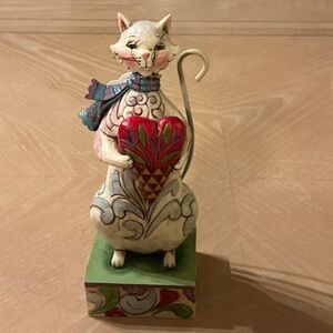 Jim Shore Cat Sculpture with Heart - Multicolor